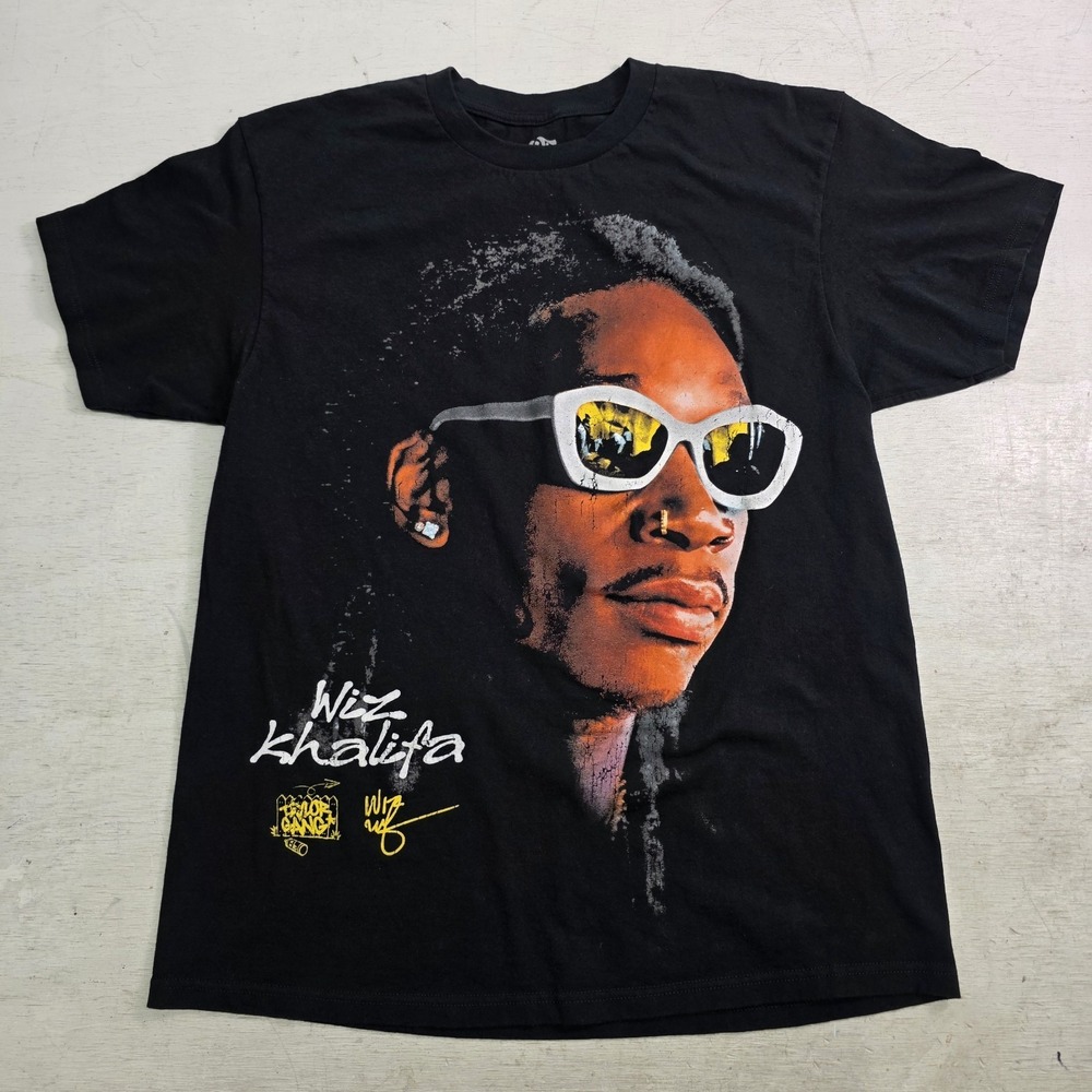 Wiz Khalifa Taylor Gang Official Black T-Shirt Mens L Big Face Photo Graphic EUC